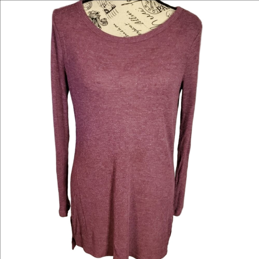 Simply Styled Purple Ribbed Long Sleeve Tunic Large